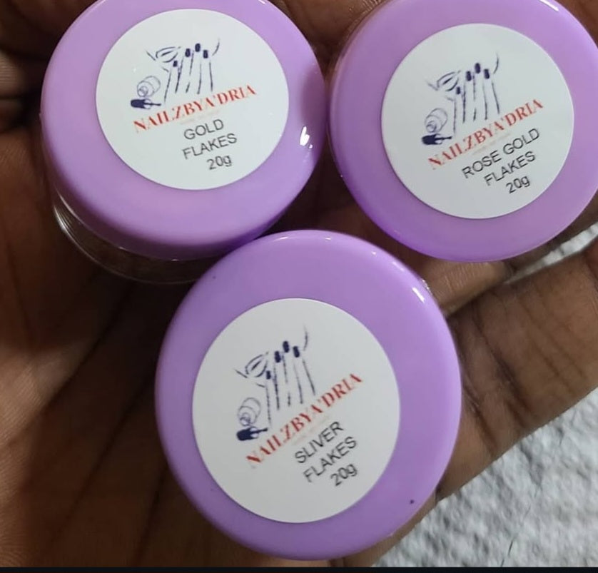 3 Piece (Gold, Rose, Sliver) Nail Flakes