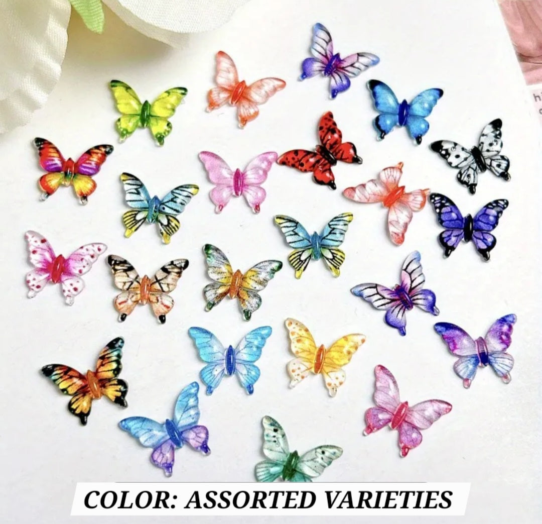 50pcs Mini Resin Butterfly Nail Decoration