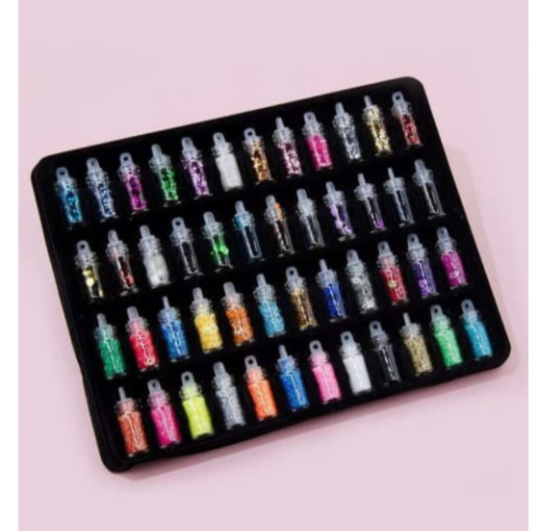 48 Nail Love Glitter Art Accessories Sequin Set