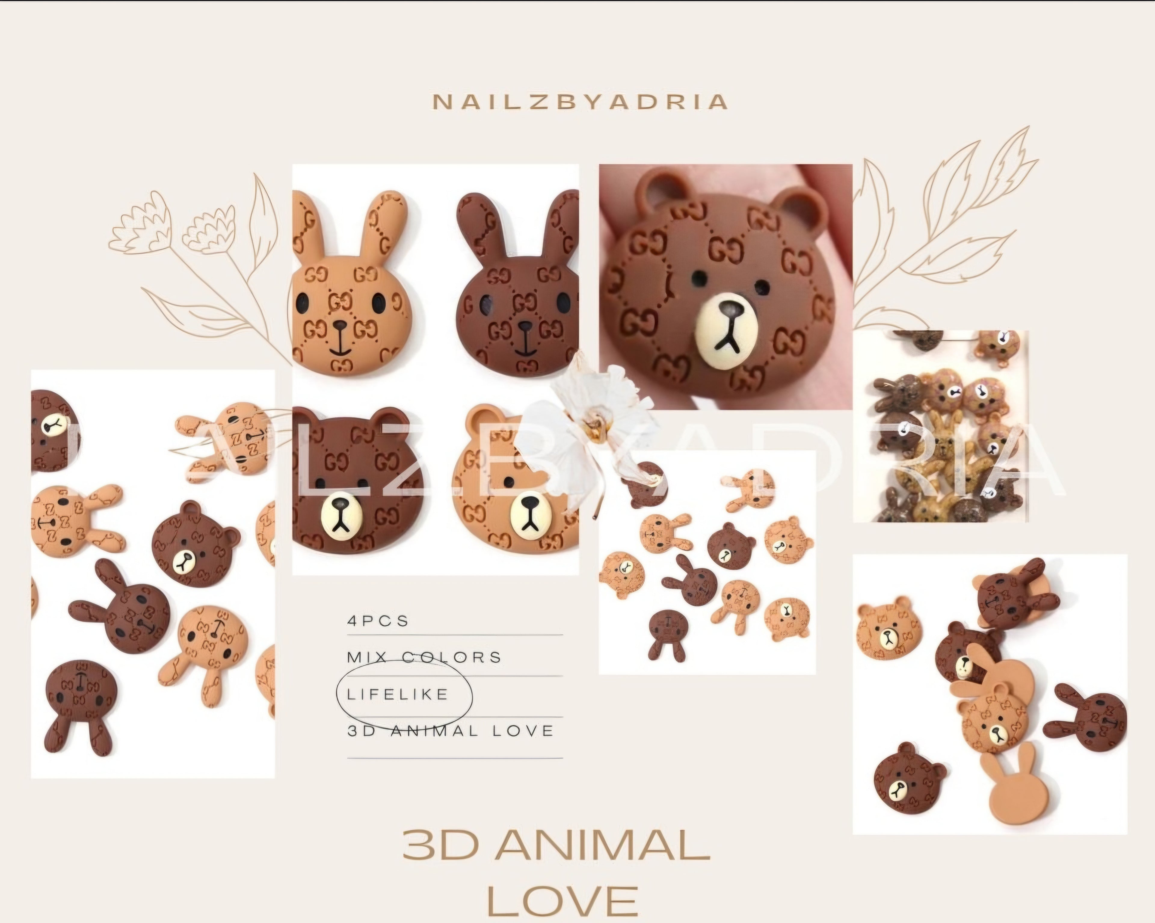 4pcs 3D Nail Art