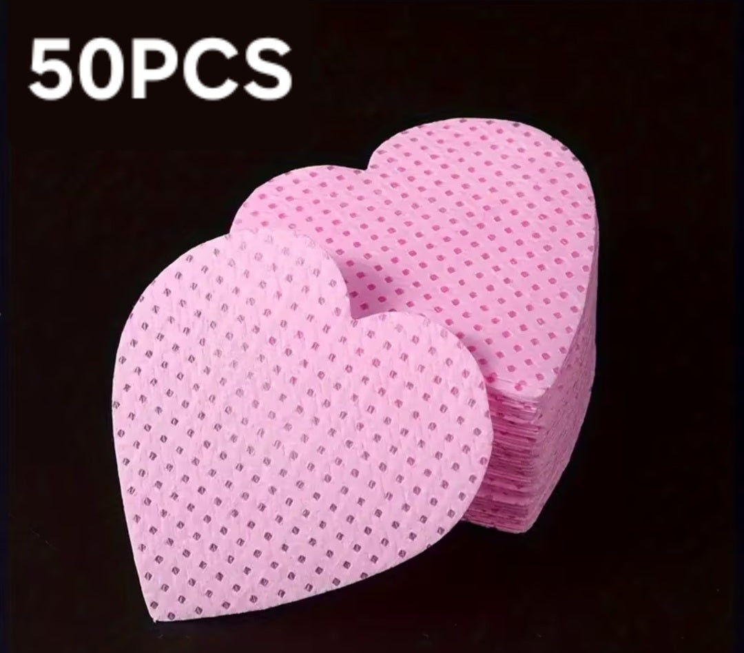 50pcs Heart Shaped Lint-Free Nail Wipes