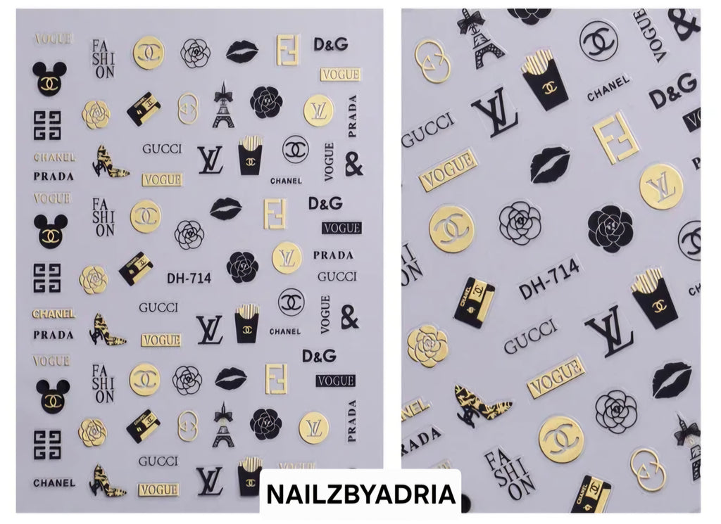 1pcs 3D Luxury Brand Logo Nail Charms Jewelry