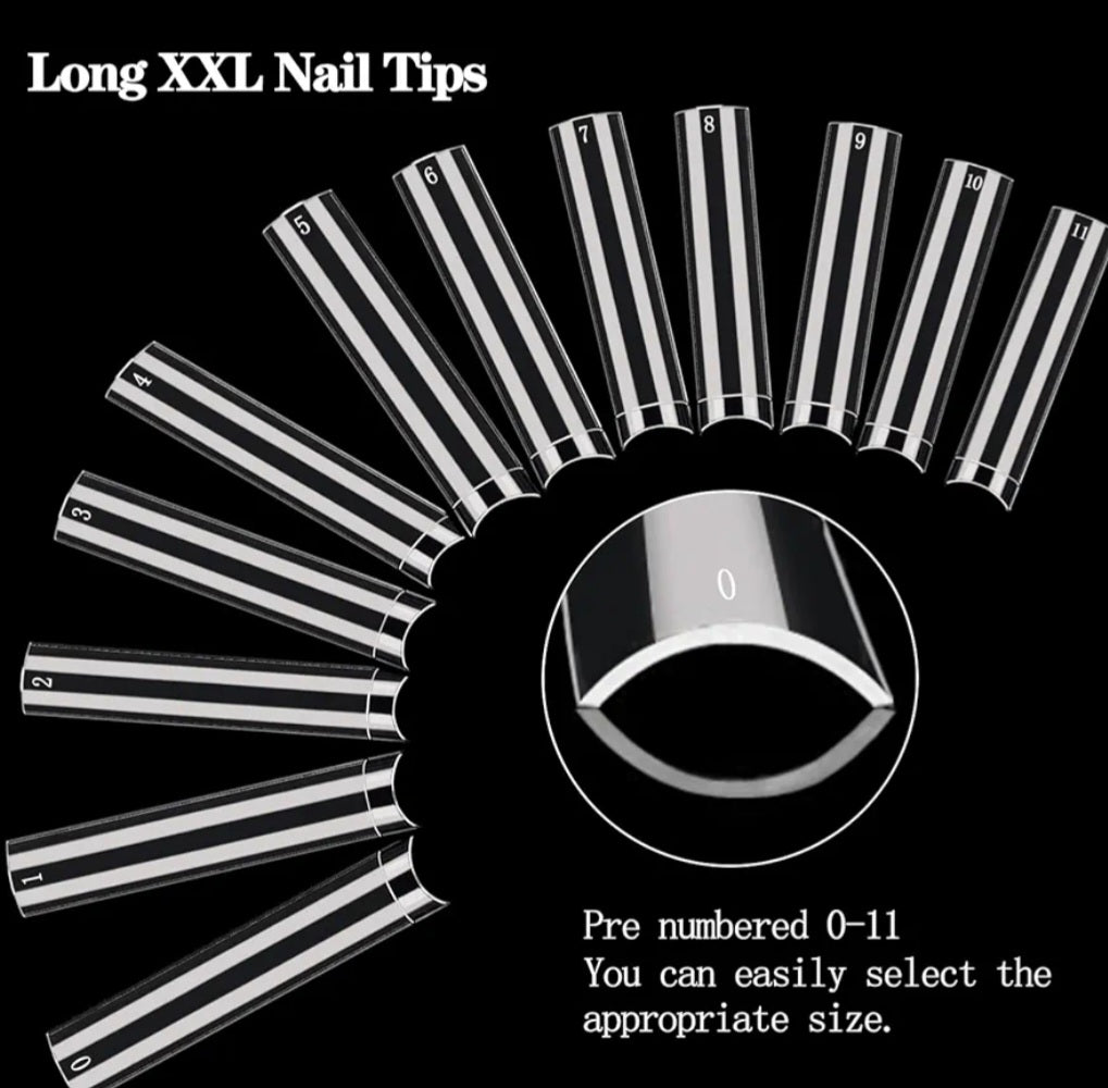 120pcs XXXL Square Extra Long C Curve Nail Tips