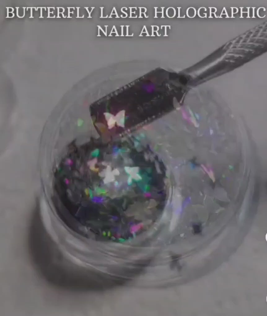 Butterfly Laser Holographic Nail Art