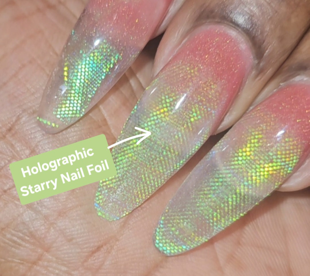 6pcs Dreamy | Lovely 3D Holographic Rainbow Nail Art Starry Foil